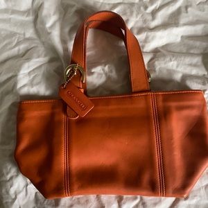 Rare 90s Vintage Coach Geometric Orange Tote Purse Bag
